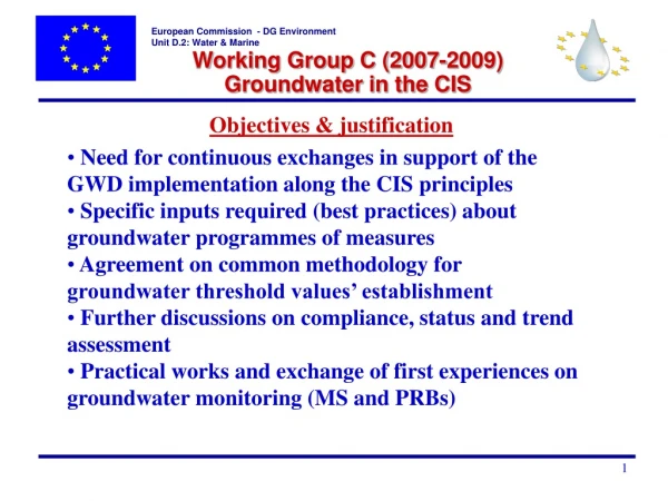 Working Group C (2007-2009) Groundwater in the CIS
