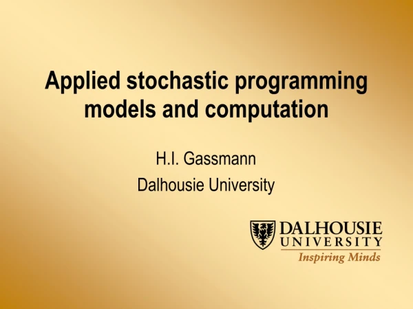 Applied stochastic programming  models and computation