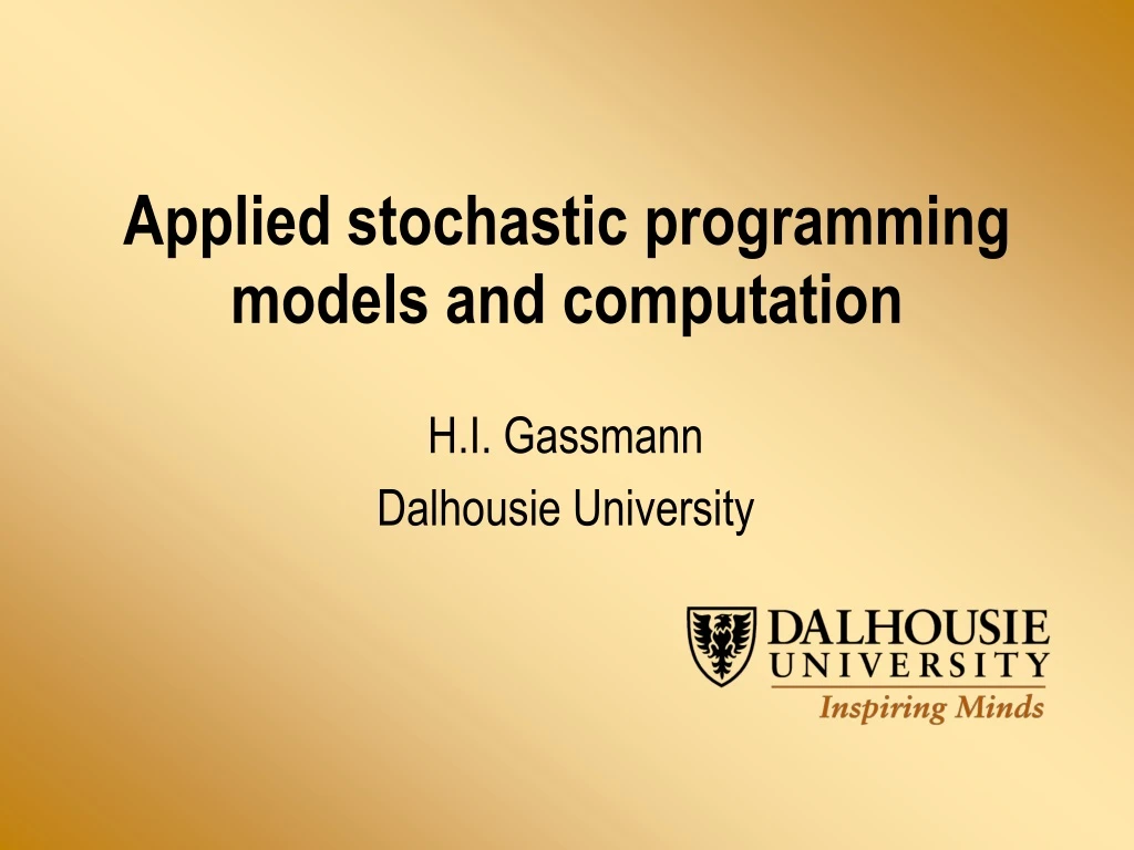 applied stochastic programming models and computation