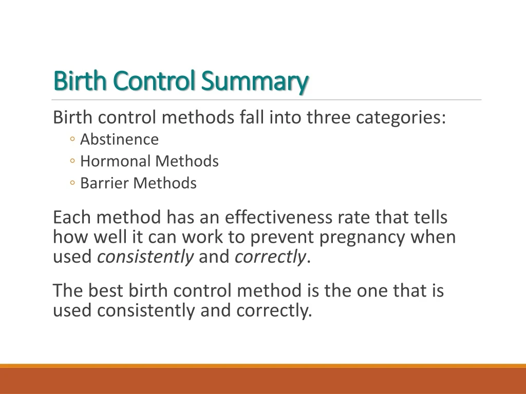 birth control summary