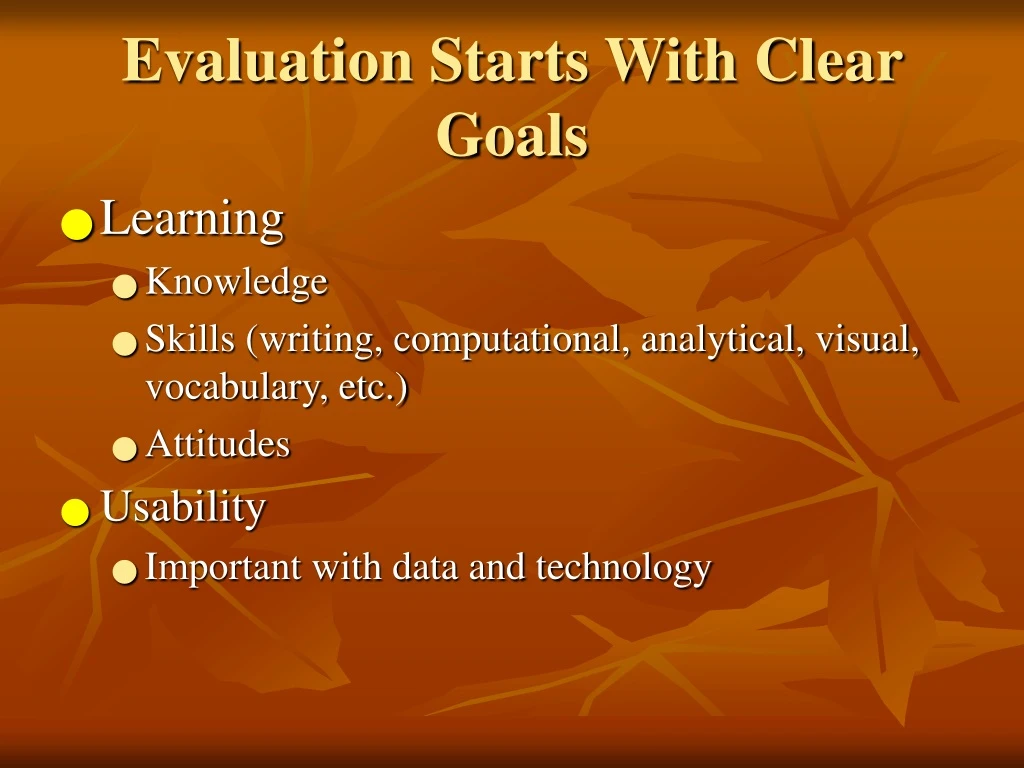 evaluation starts with clear goals