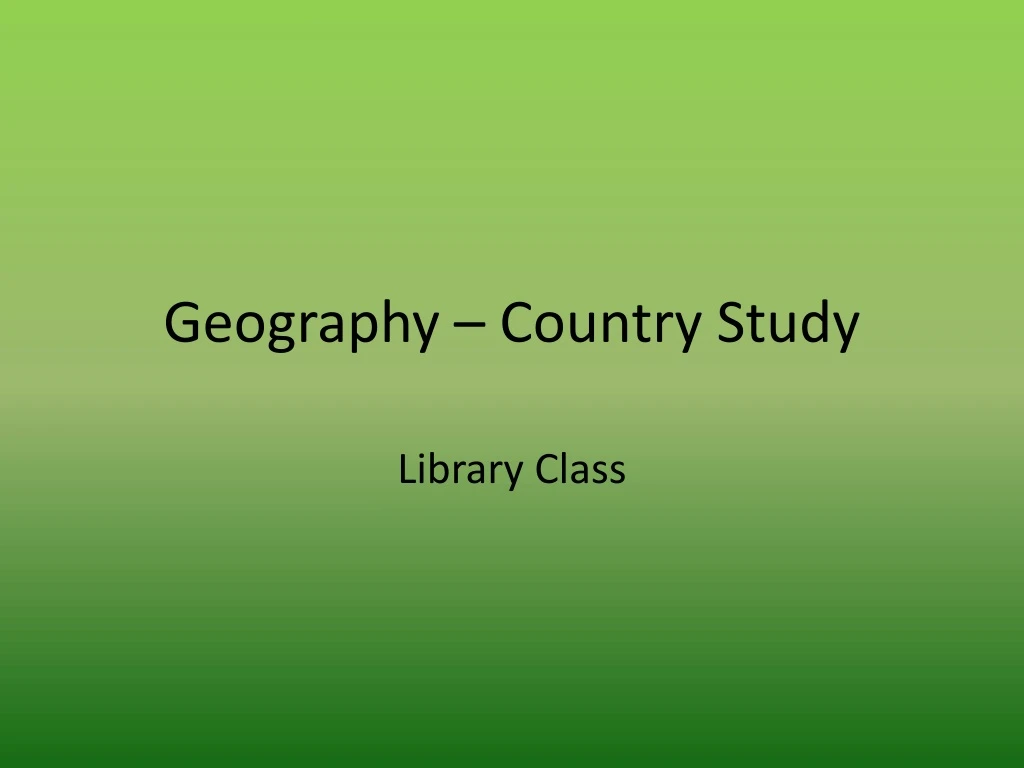 geography country study