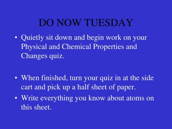 DO NOW TUESDAY