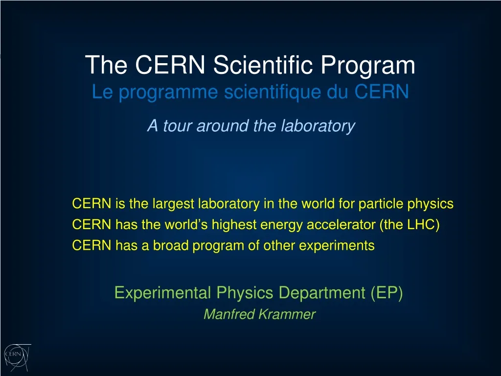the cern scientific program le programme