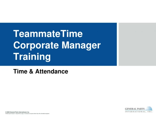 TeammateTime Corporate Manager Training