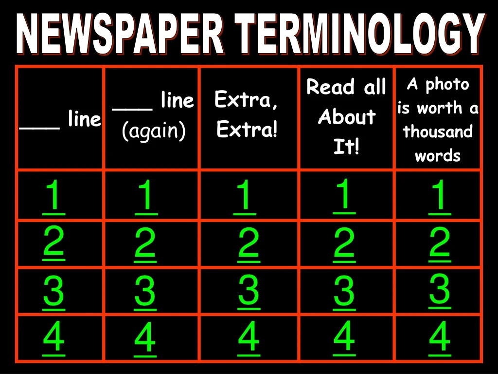 newspaper terminology