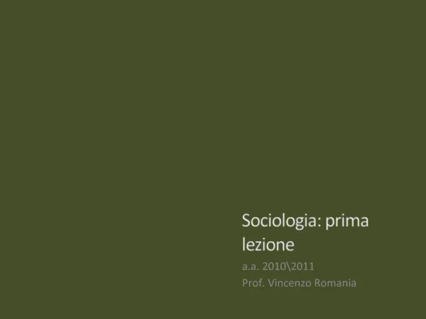 A.a. 20102011 Prof. Vincenzo Romania