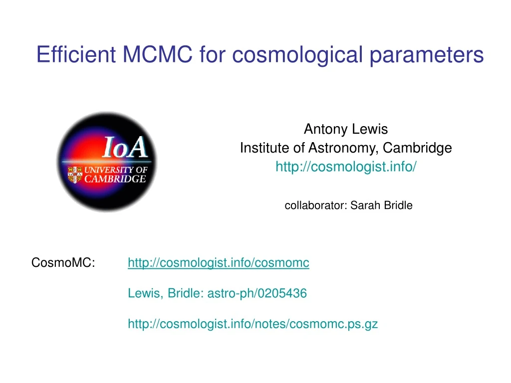 efficient mcmc for cosmological parameters