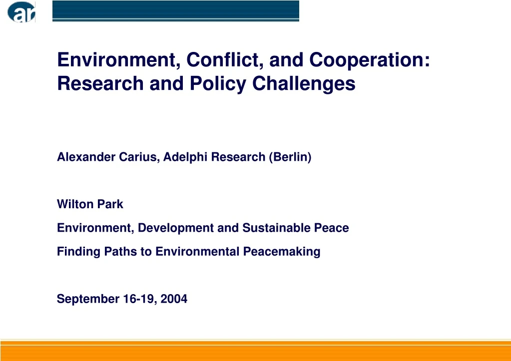 environment conflict and cooperation research