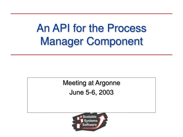 An API for the Process Manager Component