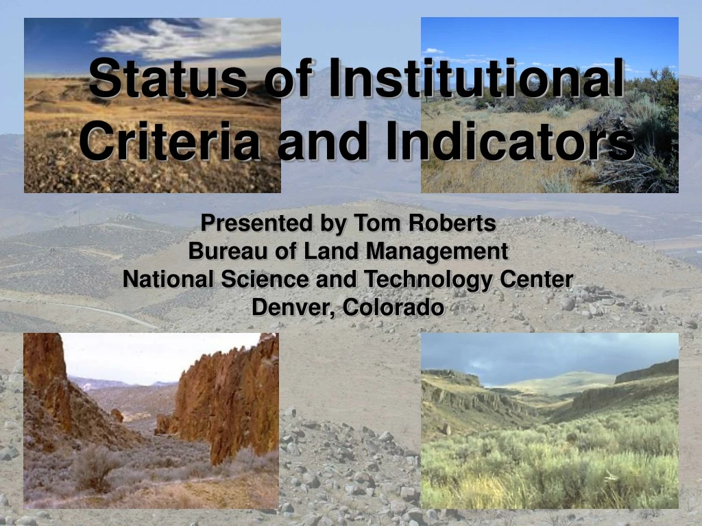 status of institutional criteria and indicators