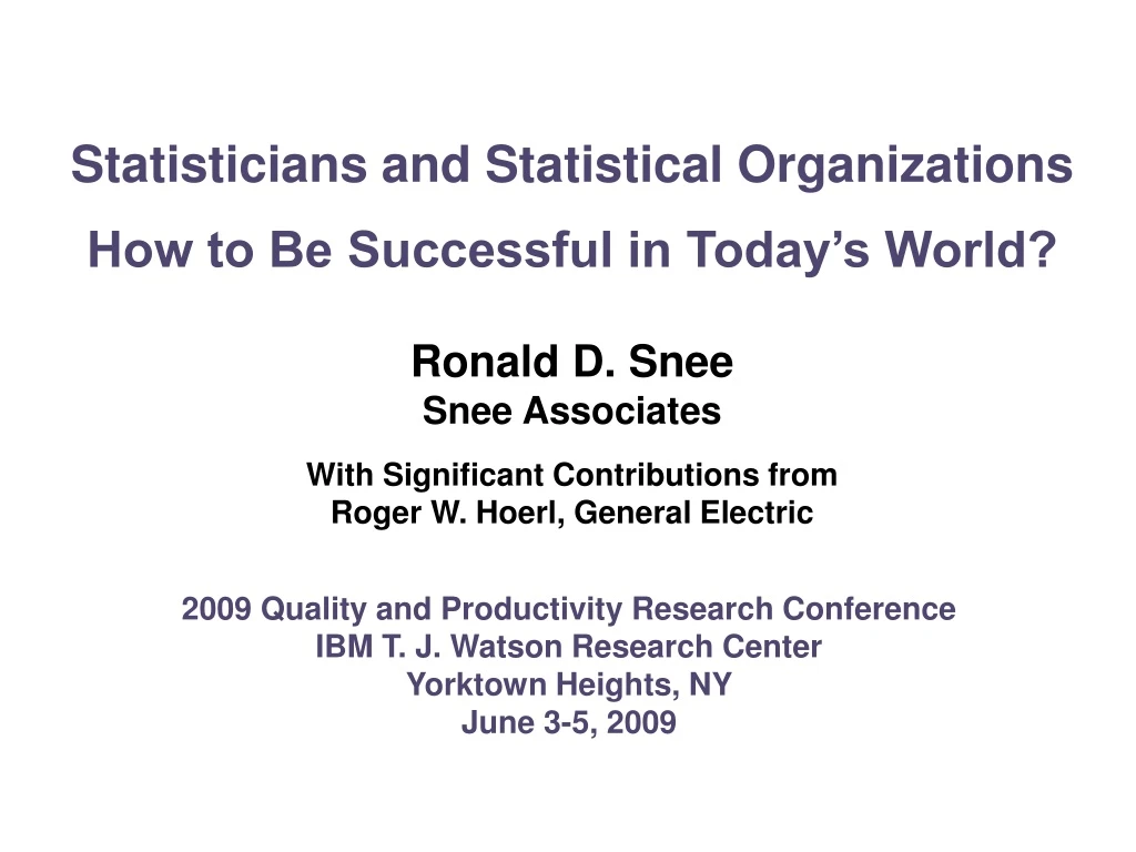 statisticians and statistical organizations