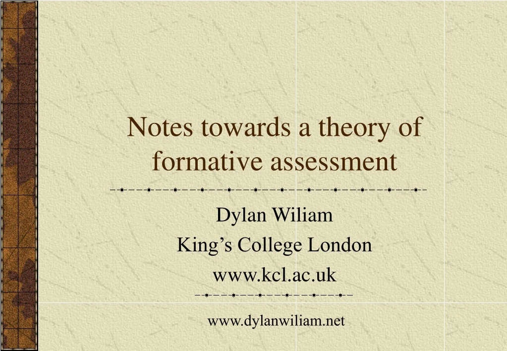 notes towards a theory of formative assessment