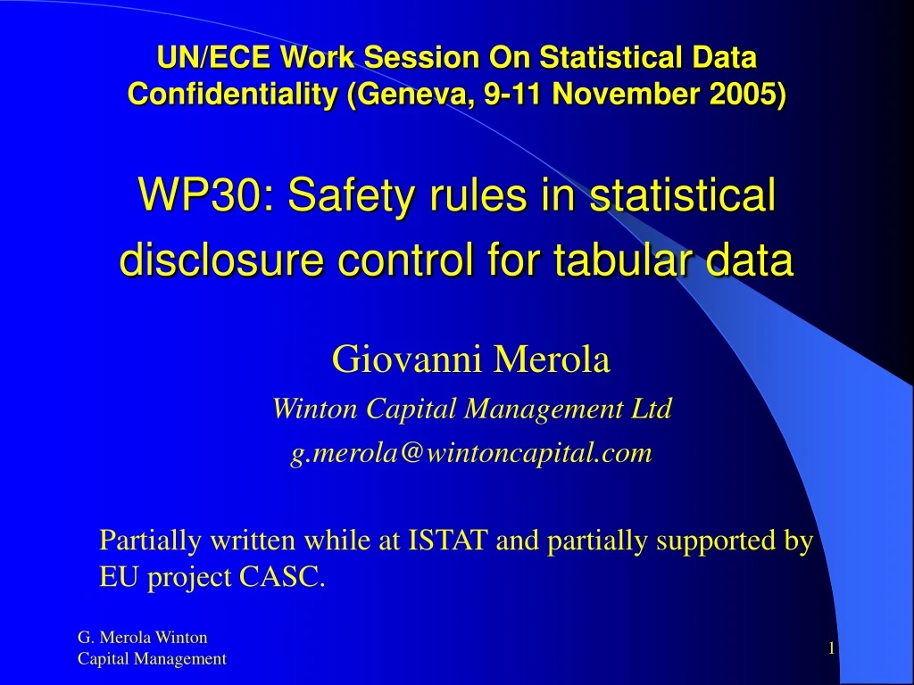 un ece work session on statistical data