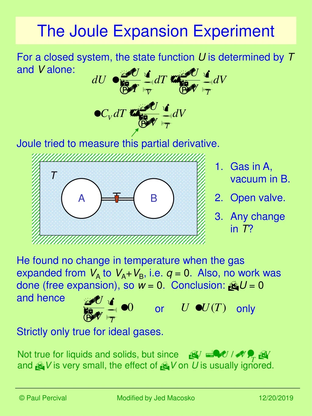 the joule expansion experiment