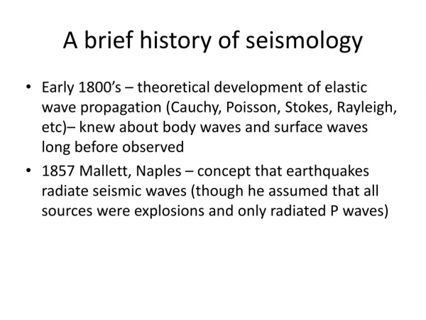 A brief history of seismology