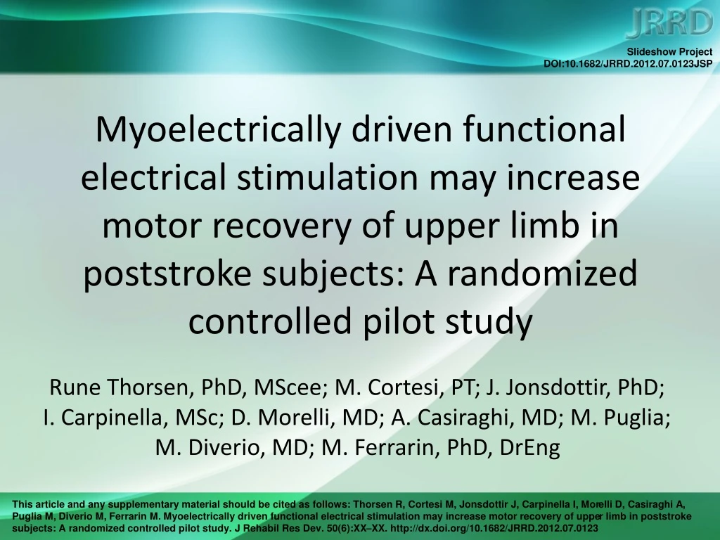 myoelectrically driven functional electrical