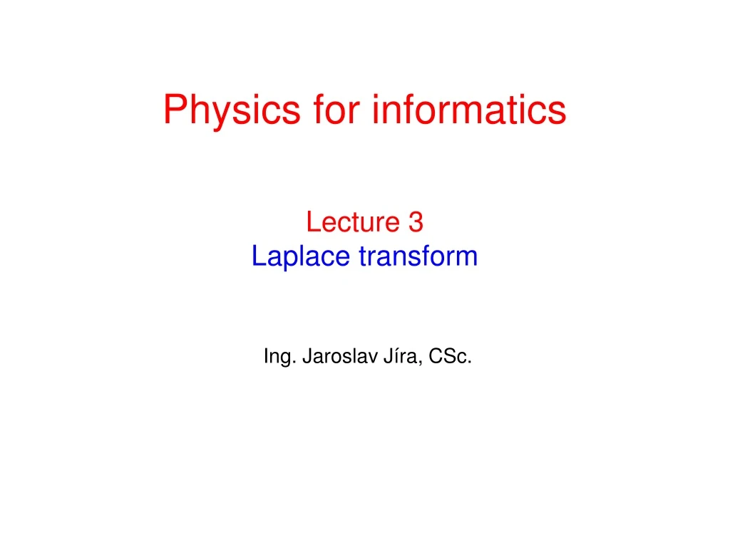 lecture 3 laplace transform