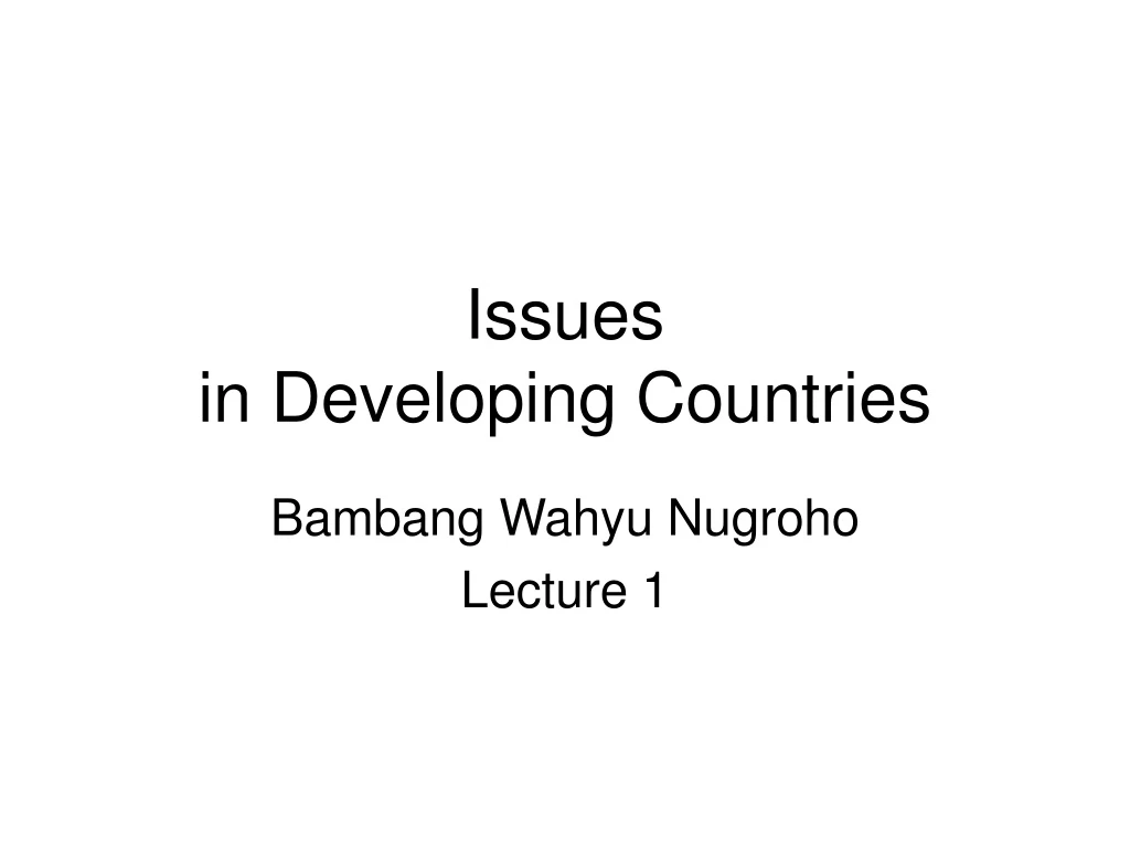 issues in developing countries