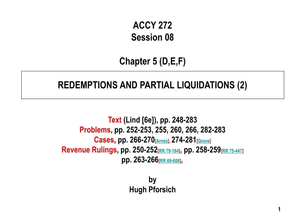 accy 272 session 08 chapter 5 d e f redemptions