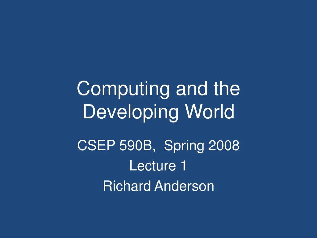 computing and the developing world