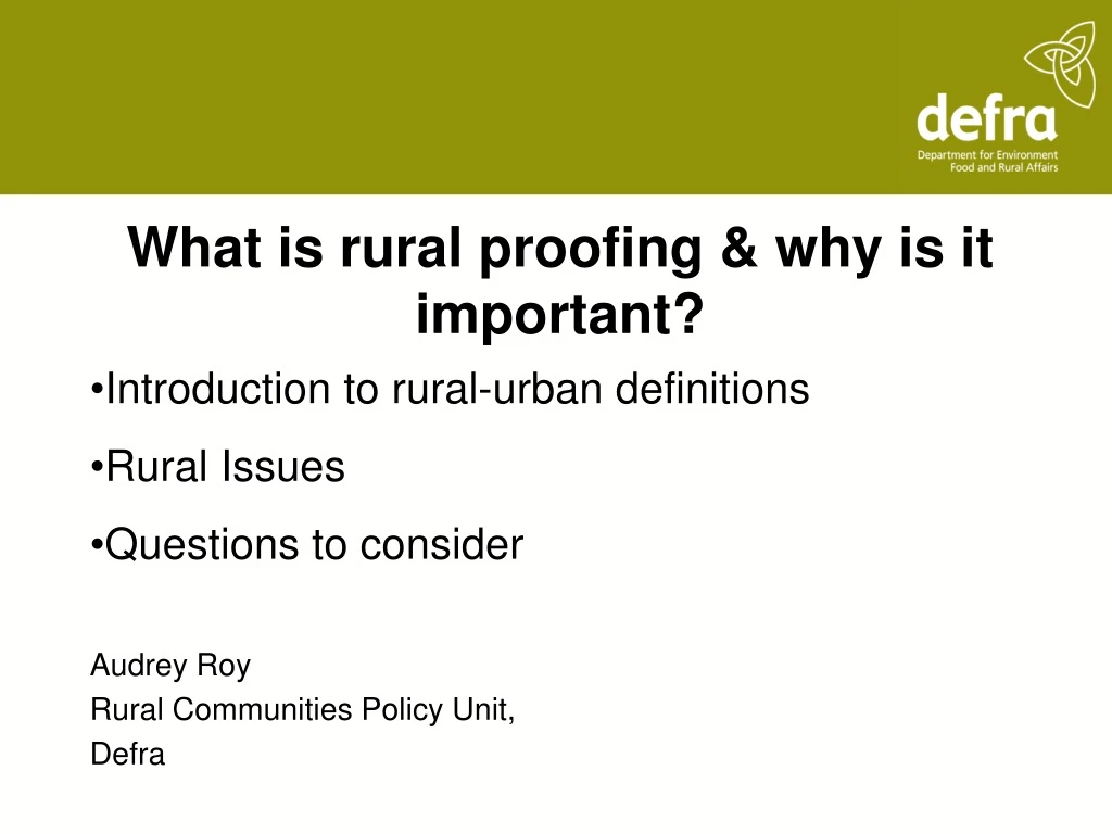 what is rural proofing why is it important