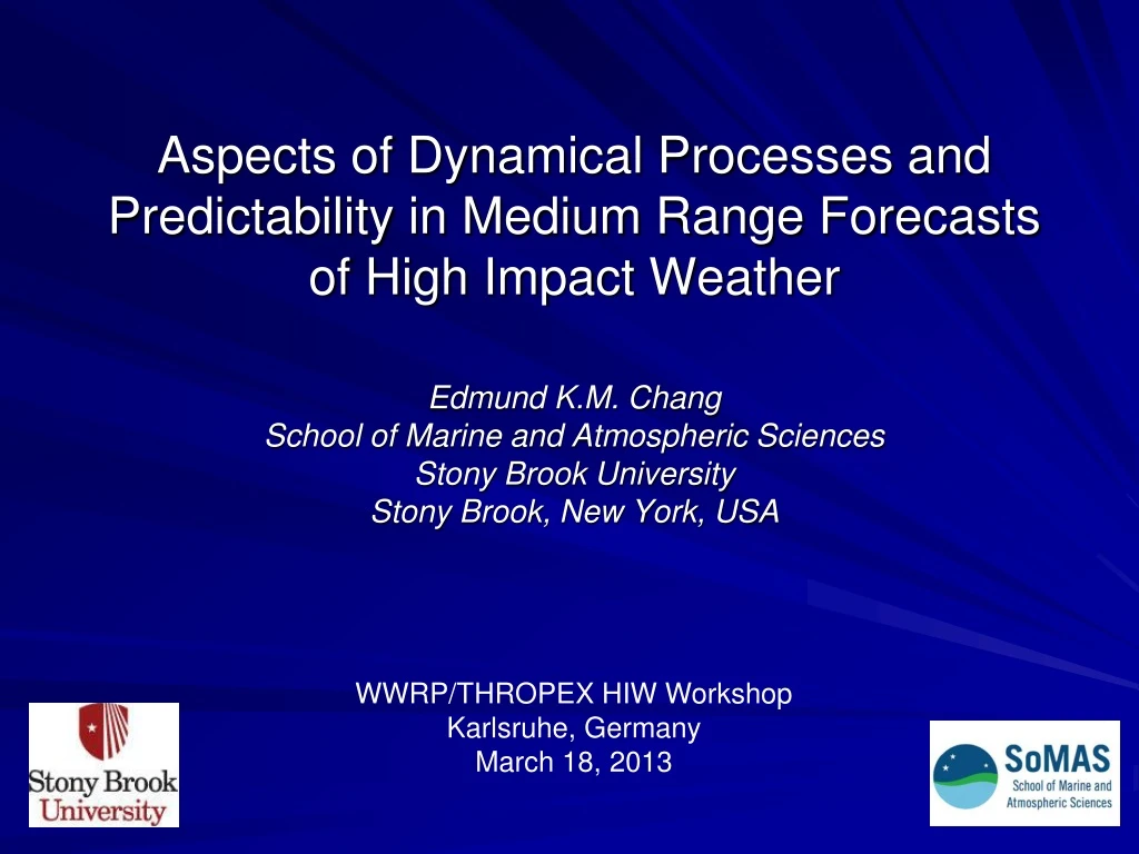 aspects of dynamical processes and predictability in medium range forecasts of high impact weather