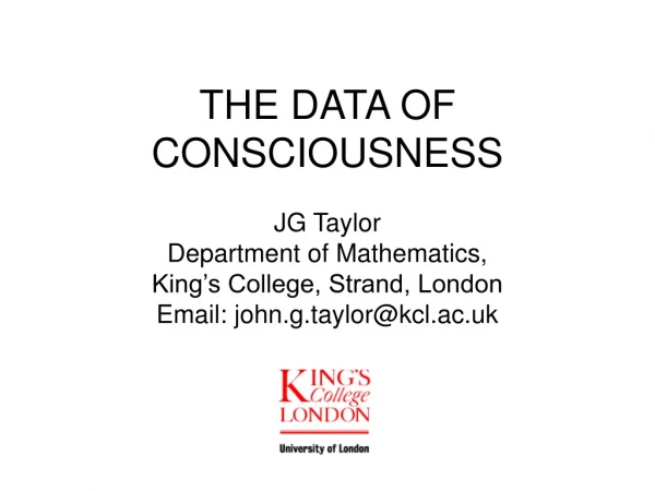 THE DATA OF CONSCIOUSNESS
