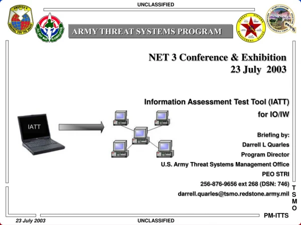 Information Assessment Test Tool (IATT) for IO/IW Briefing by: Darrell L Quarles Program Director