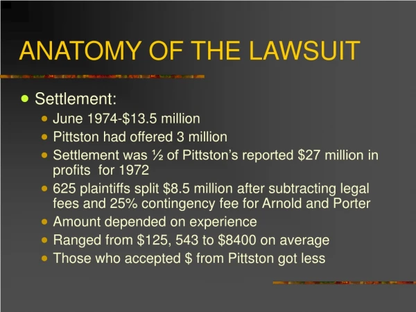 ANATOMY OF THE LAWSUIT