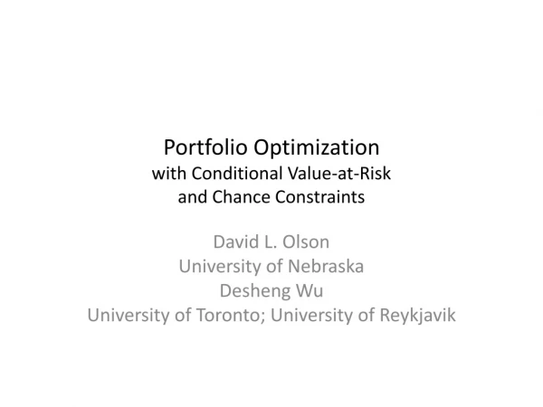 Portfolio Optimization  with Conditional Value-at-Risk  and Chance Constraints