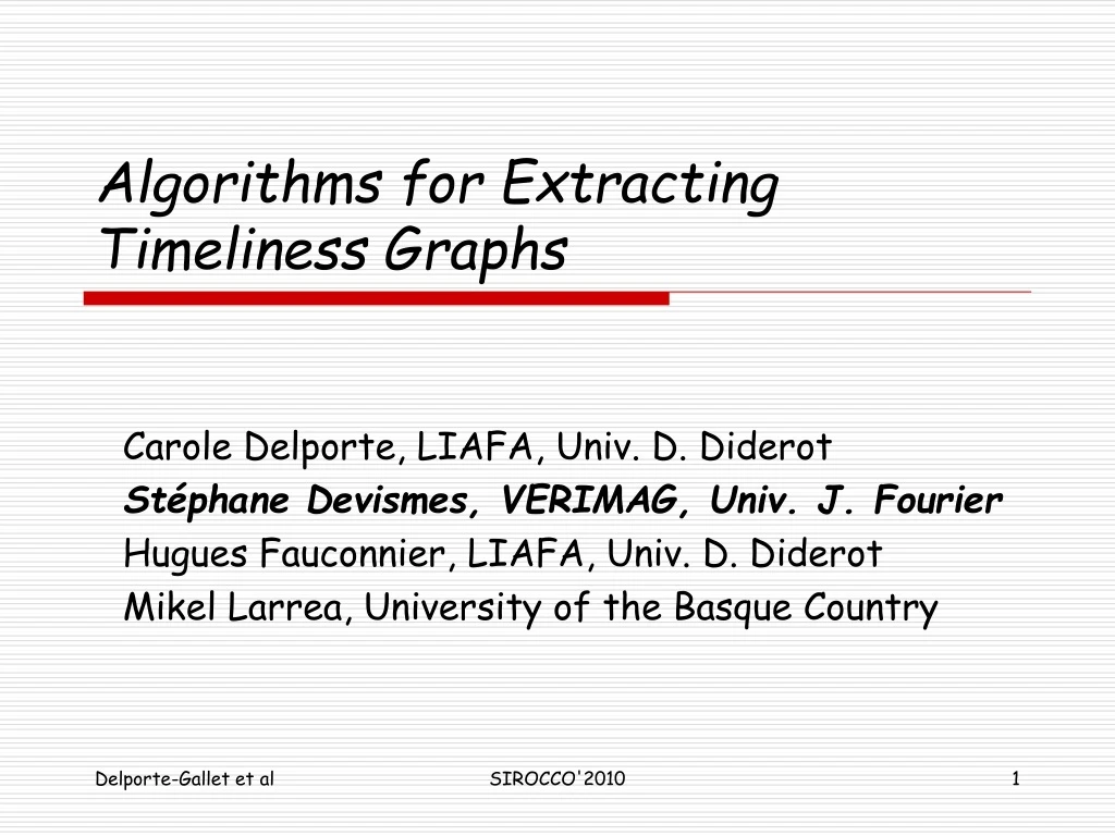 algorithms for extracting timeliness graphs