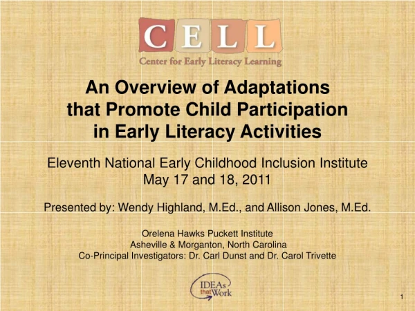 An Overview of Adaptations that Promote Child Participation in Early Literacy Activities
