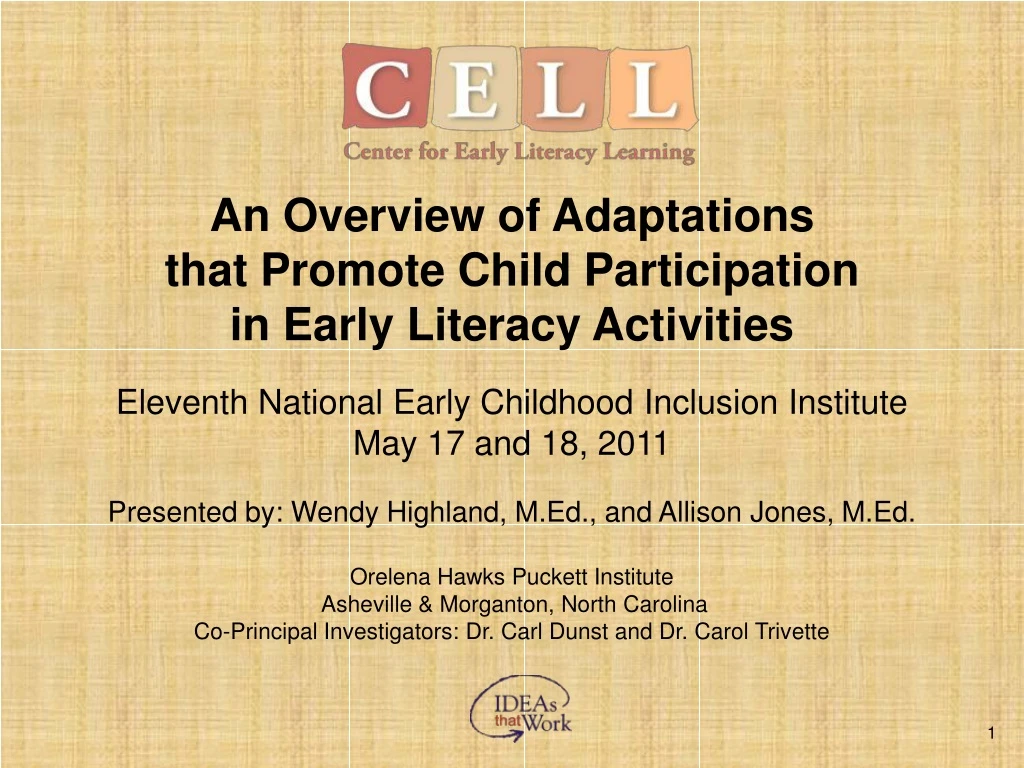 an overview of adaptations that promote child participation in early literacy activities