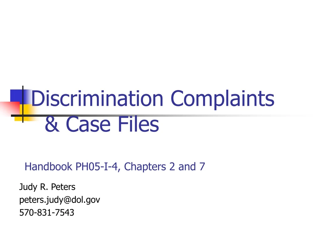 discrimination complaints case files handbook ph05 i 4 chapters 2 and 7