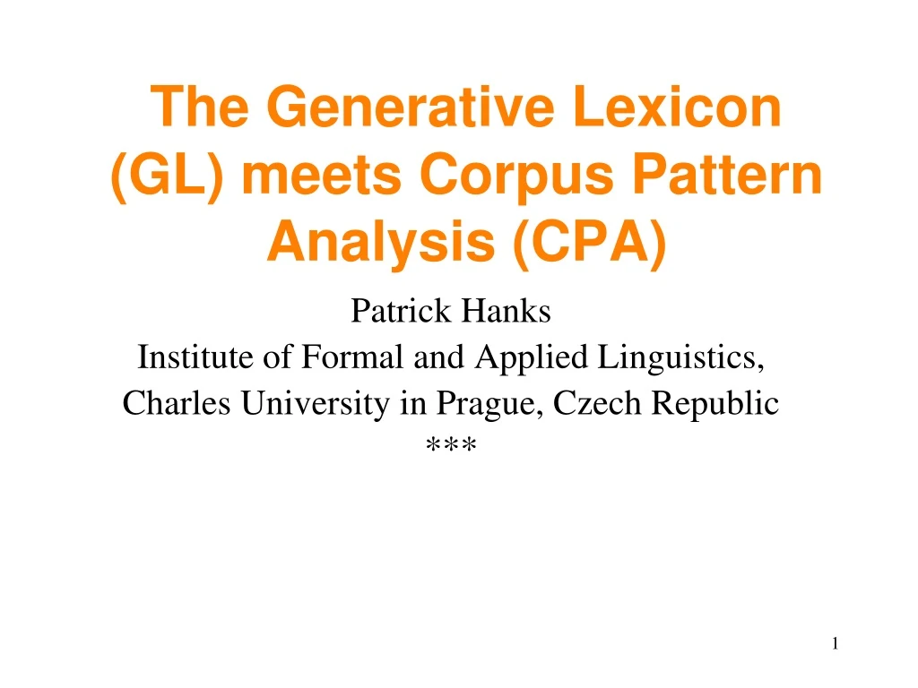 the generative lexicon gl meets corpus pattern analysis cpa