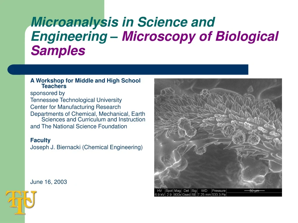 microanalysis in science and engineering microscopy of biological samples