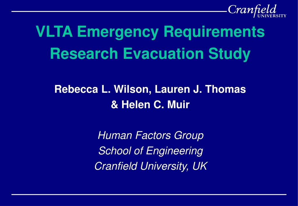vlta emergency requirements research evacuation