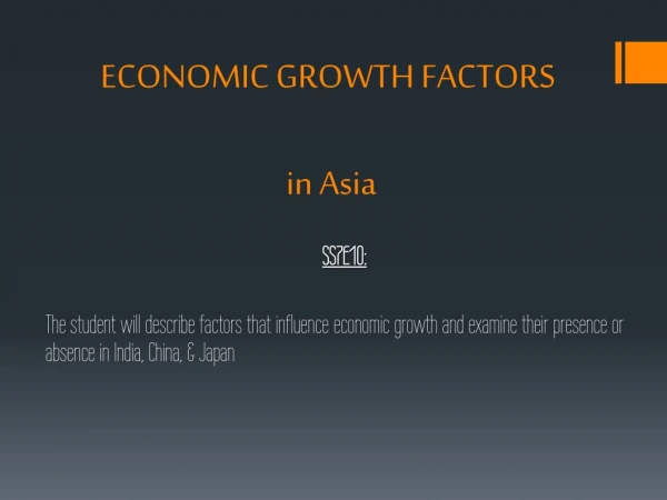 ECONOMIC GROWTH FACTORS  in Asia