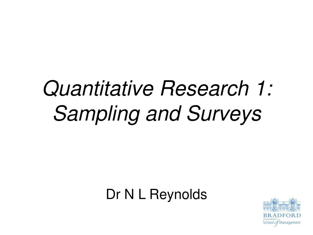 quantitative research 1 sampling and surveys