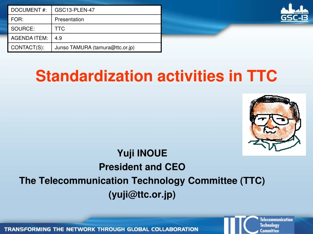 standardization activities in ttc