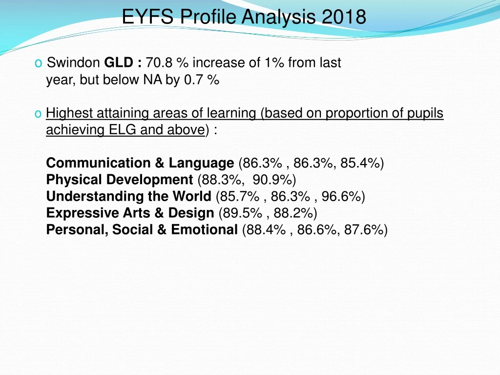 eyfs p rofile analysis 2018 swindon