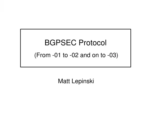 BGPSEC Protocol