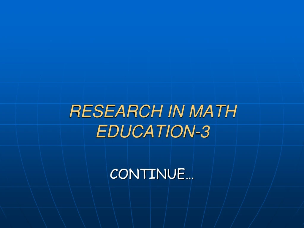 research in math education 3
