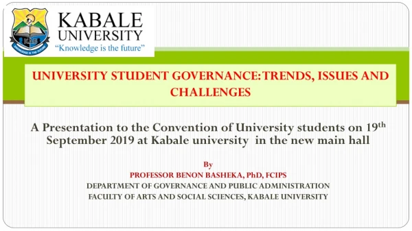UNIVERSITY STUDENT GOVERNANCE: TRENDS, ISSUES AND  CHALLENGES