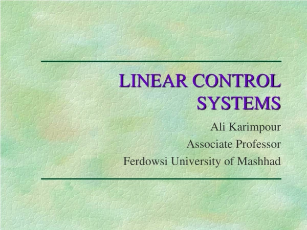 LINEAR CONTROL  SYSTEMS