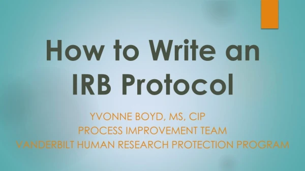 How to Write an IRB Protocol