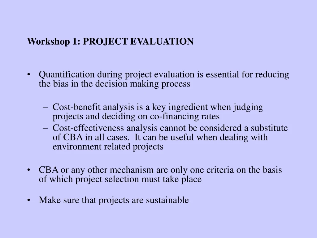 workshop 1 project evaluation