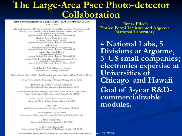 The Large-Area Psec Photo-detector Collaboration