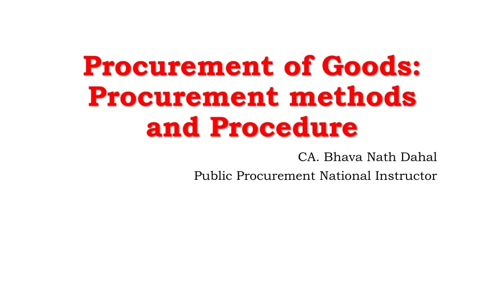 procurement of goods procurement methods and procedure